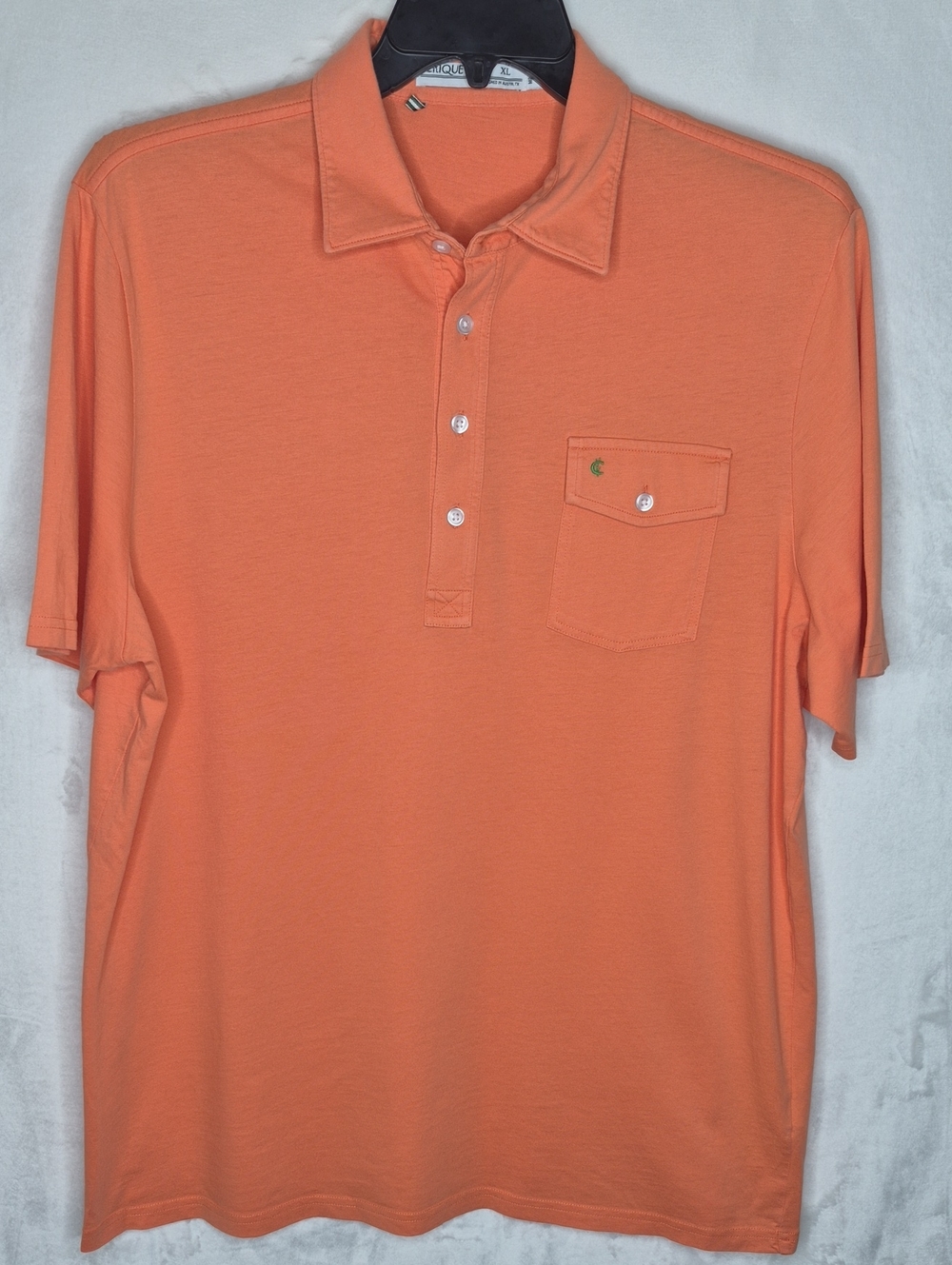 Criquet Shirts Organic Cotton Pique Pocket Polo Shirt Orange XL
